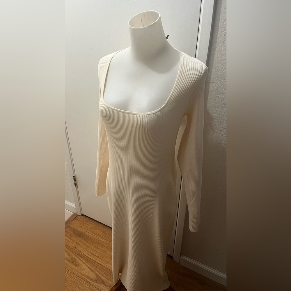 Rag & Bone Ivory White Long Sleeve Knit Sweater Dress Size L - Picture 5 of 13